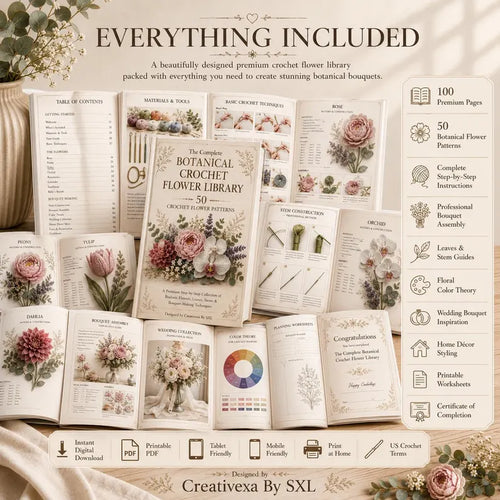50 FLOWERS CROCHET BUNDLE Guide Digital Download PDF