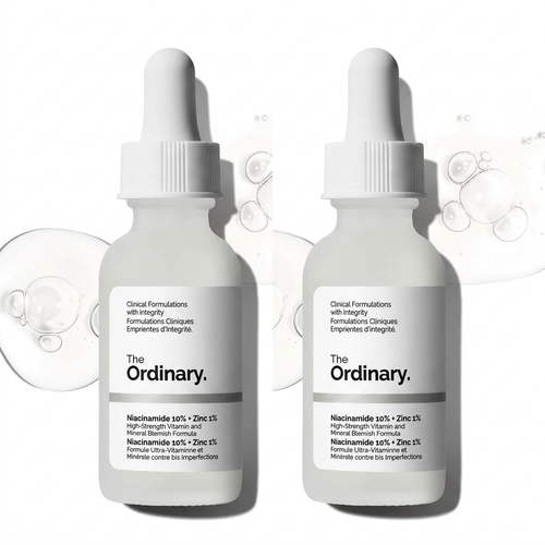 Pack of two serum bottles on a white background
